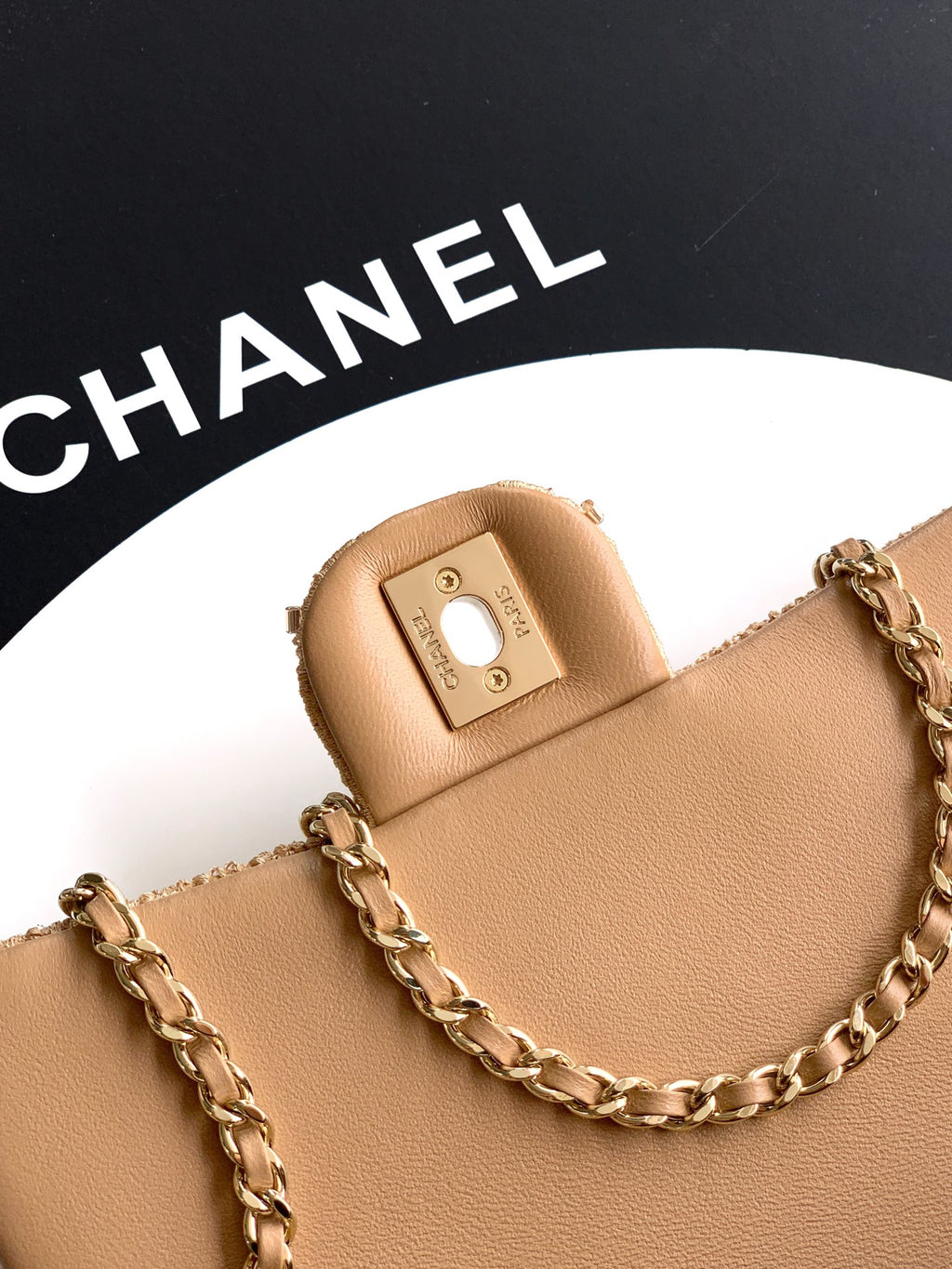 Chanel 26S Metallic Woven Classic Flap Bag — Champagne Gold