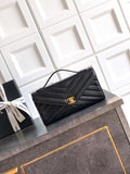 Chanel 26X Black Lambskin Woven Clutch Bag