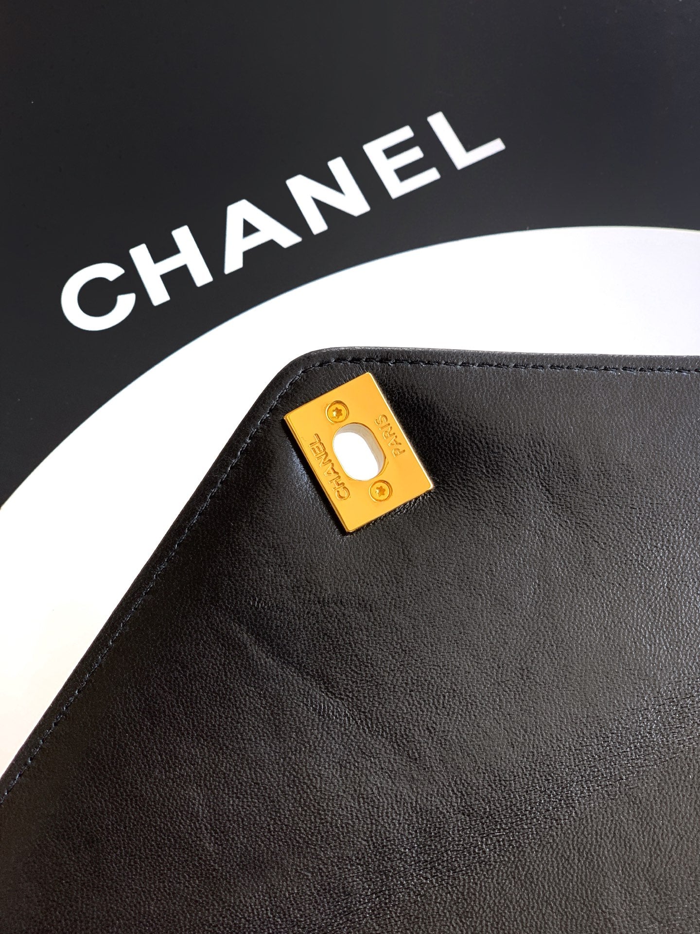 Chanel 26X Black Lambskin Woven Clutch Bag