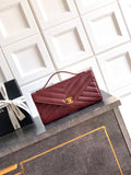 Chanel 26X Burgundy Lambskin Woven Clutch Bag