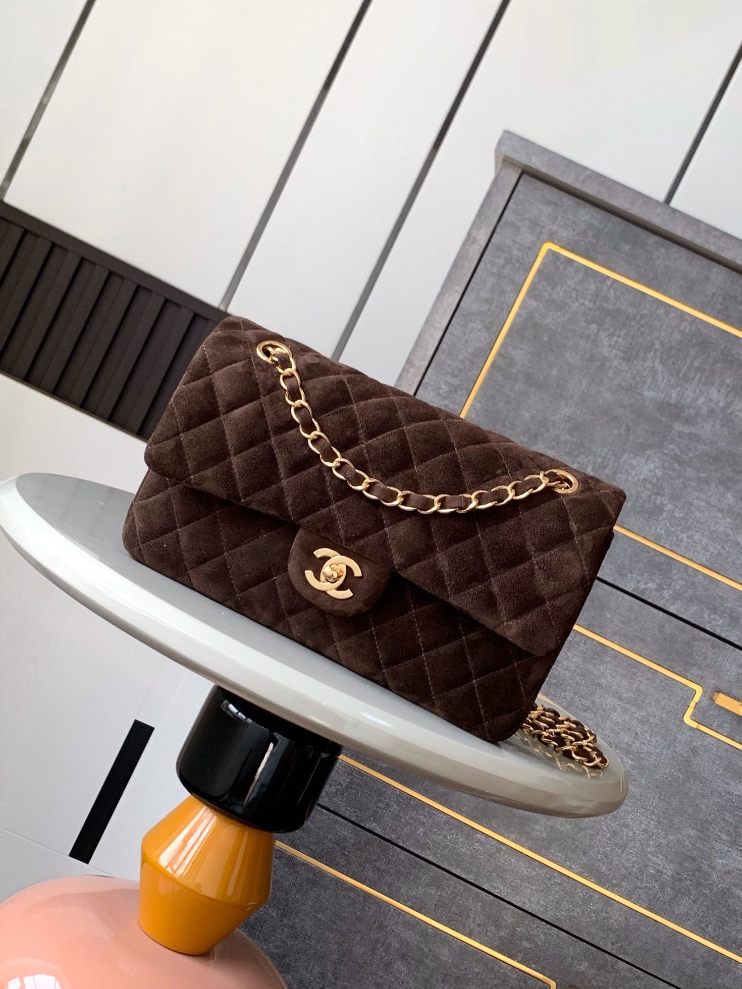 Chanel 2.55 Reissue Double Flap Bag — Dark Chocolate Suede with Aged Gold Hardware