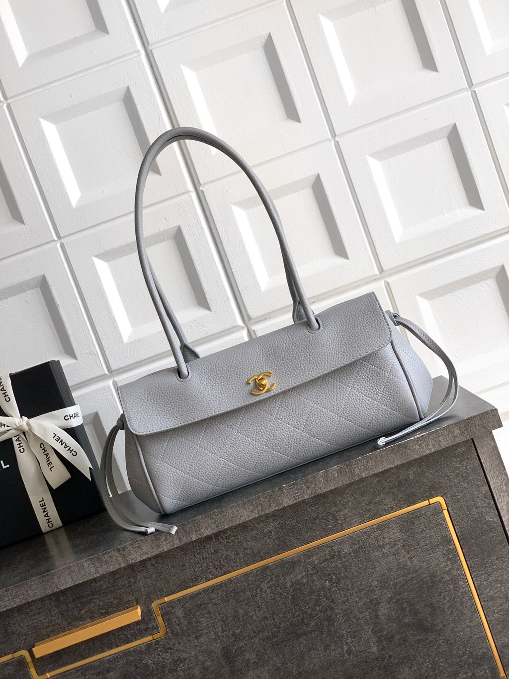 Chanel 26S Baguette Bag Light Grey