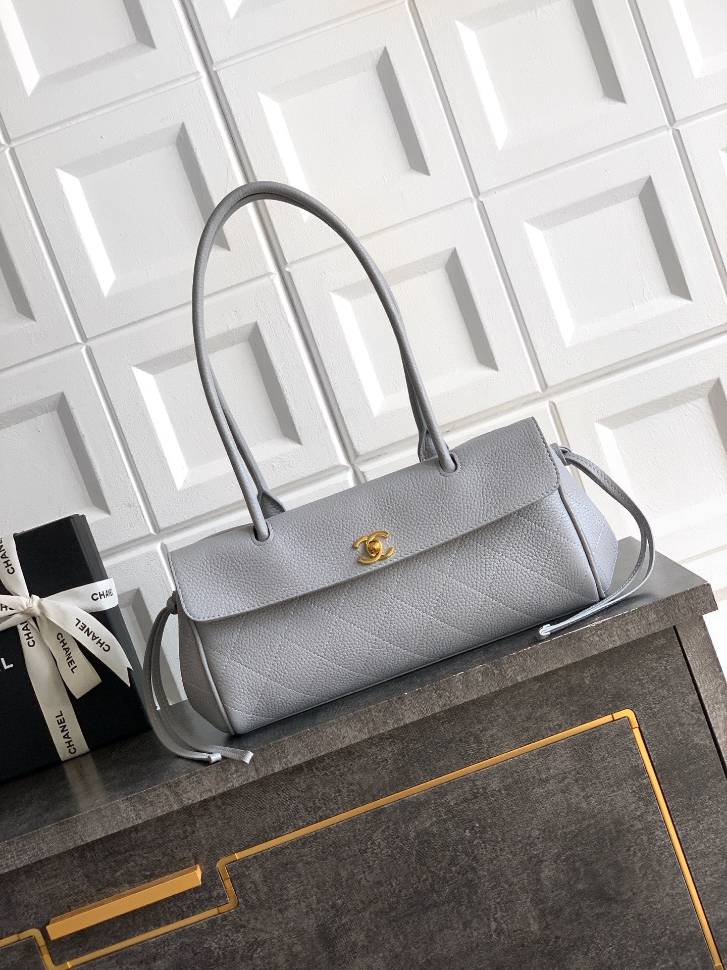 Chanel 26S Baguette Bag Light Grey