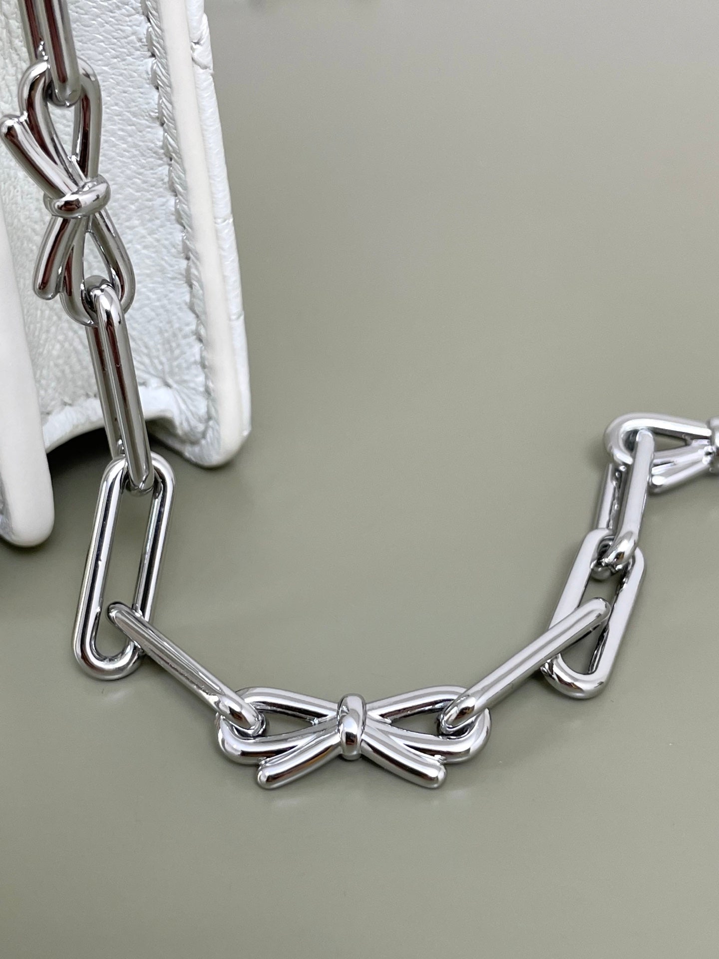 Dior Miss Dior Bow Chain WOC White Black