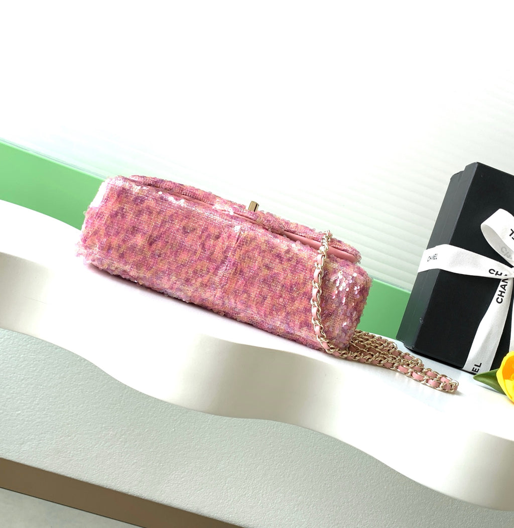 Chanel 26C Classic Flap Sequin Pink Mini