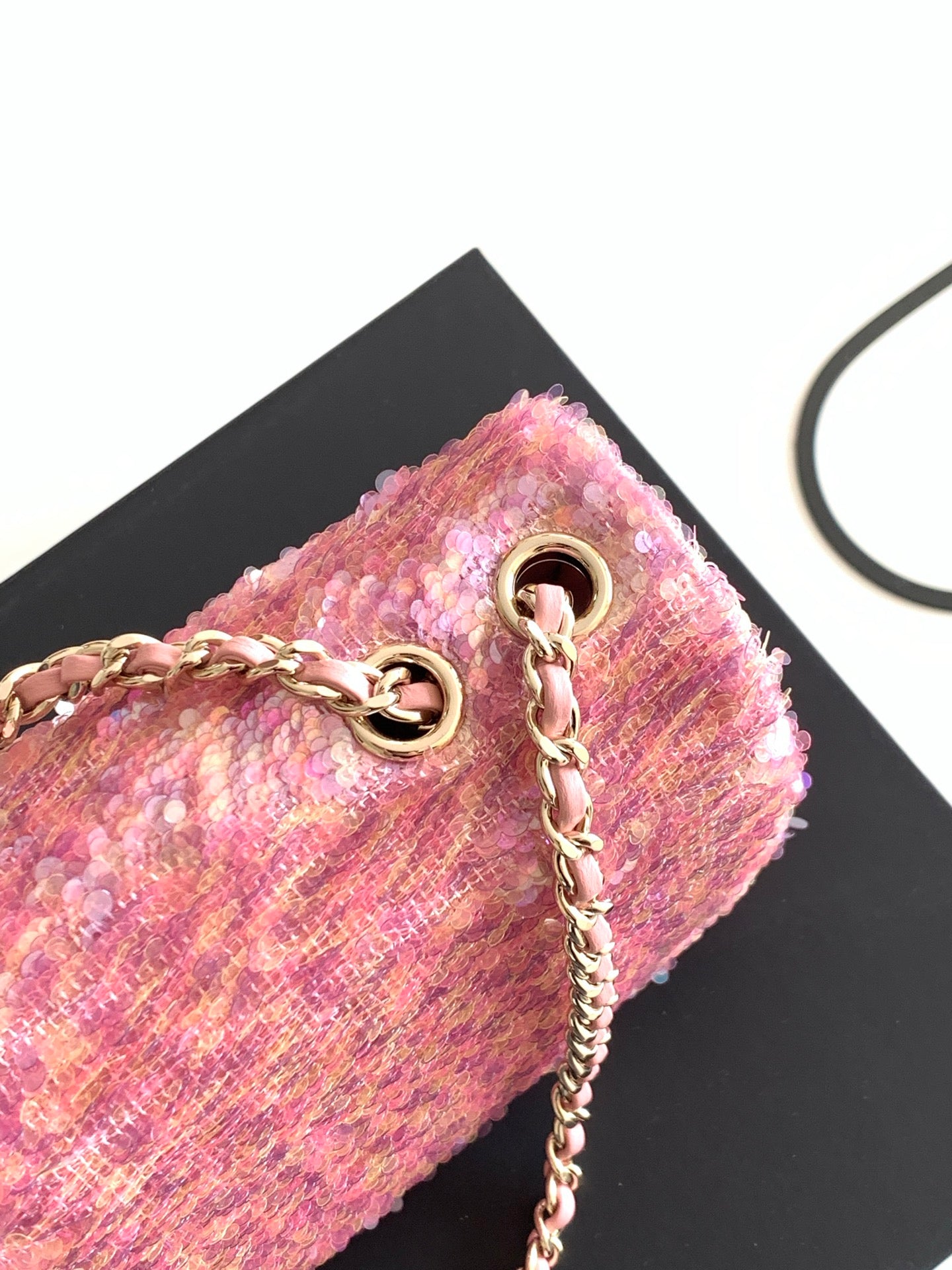 Chanel 26C Classic Flap Sequin Pink Mini