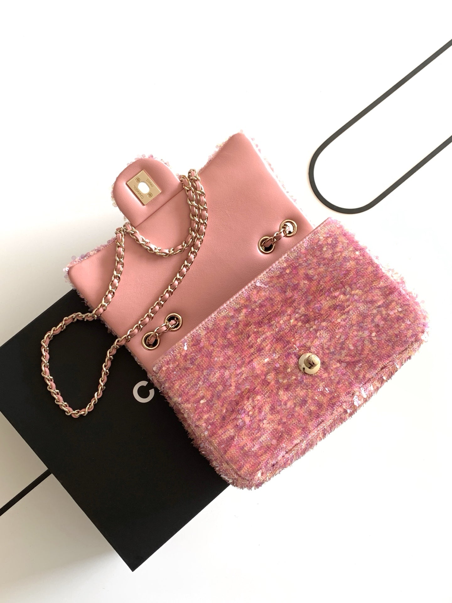 Chanel 26C Classic Flap Sequin Pink Mini