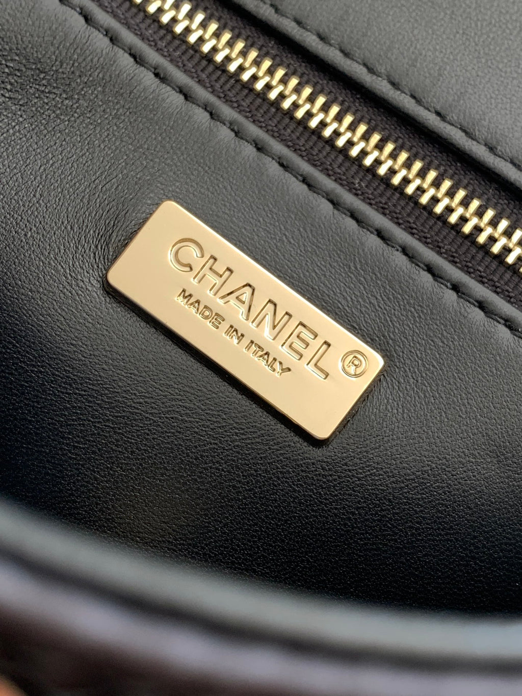 Chanel 26C Classic Flap Camellia Sequin Black Gold Mini