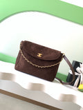 Chanel 26C Suede Messenger Bag Dark Brown