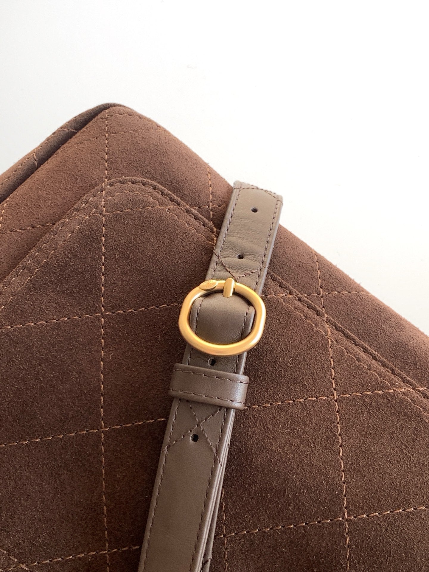 Chanel 26C Suede Messenger Bag Dark Brown