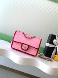 Chanel 26C Classic Flap Tweed Pink Red Mini