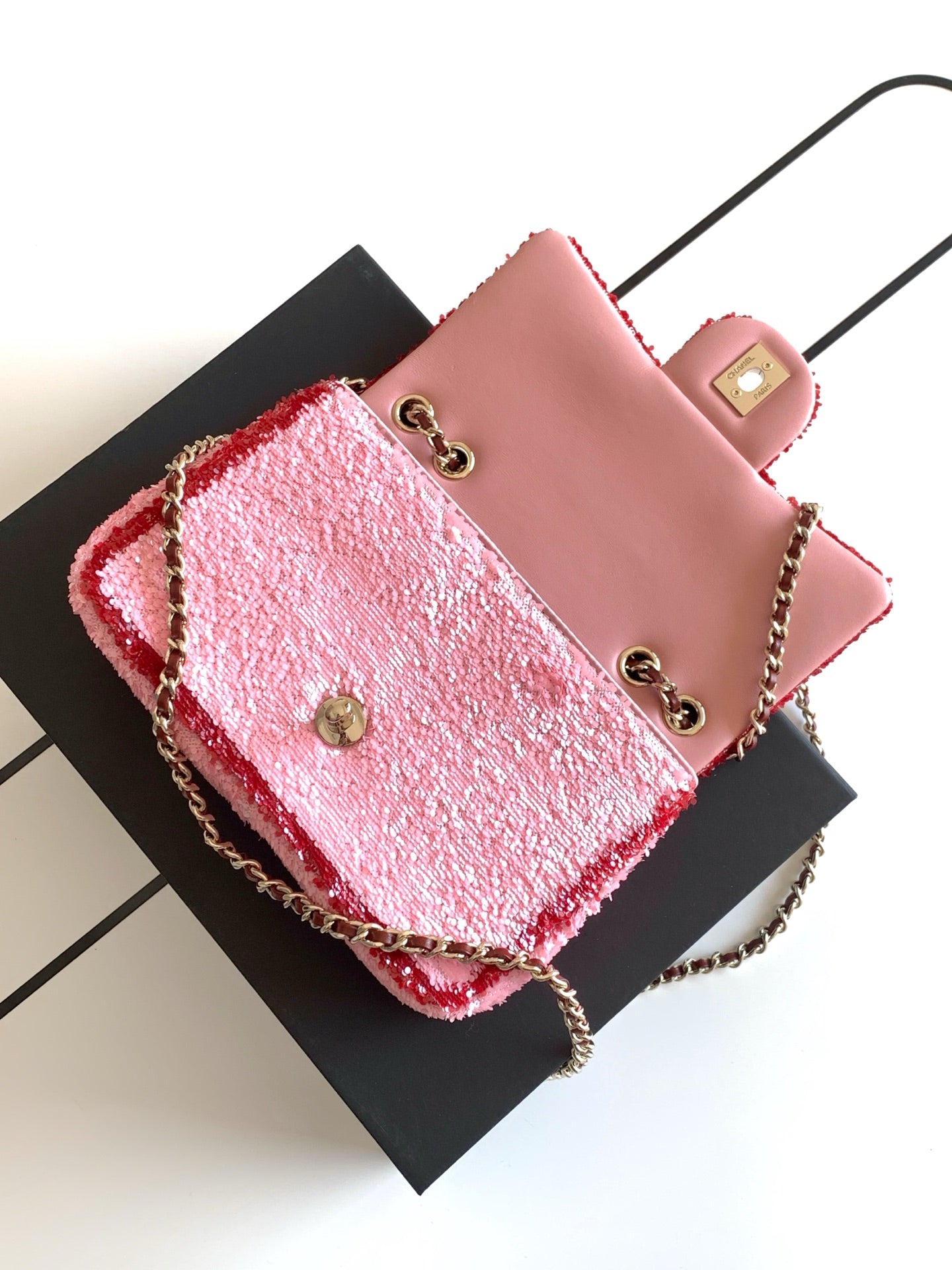 Chanel 26C Classic Flap Tweed Pink Red Mini