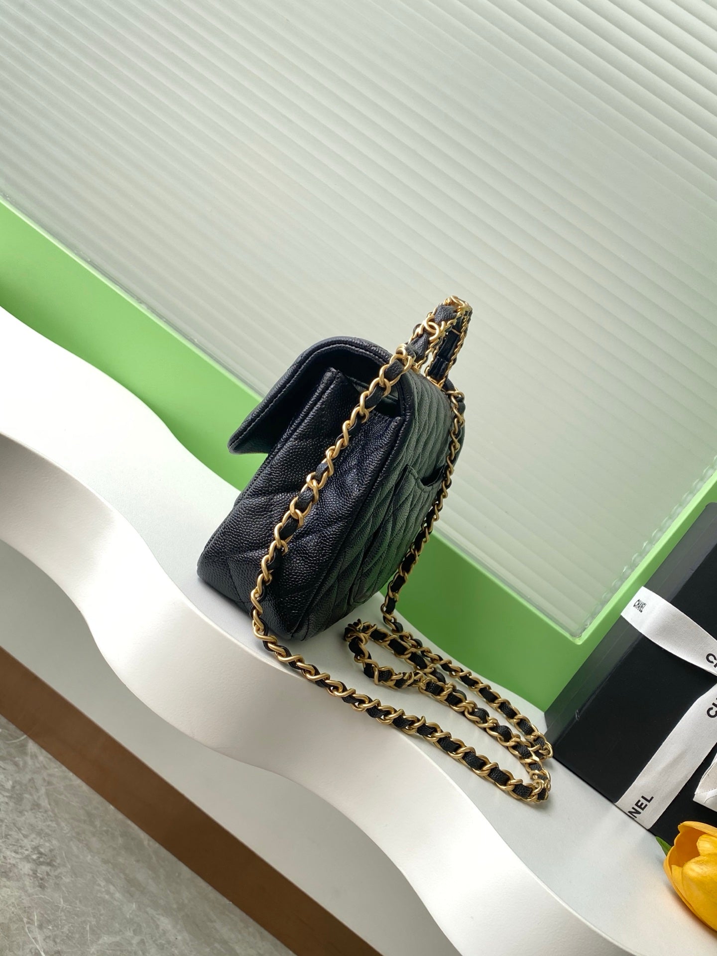 Chanel 25B Classic Flap with Top Handle Black Caviar Mini