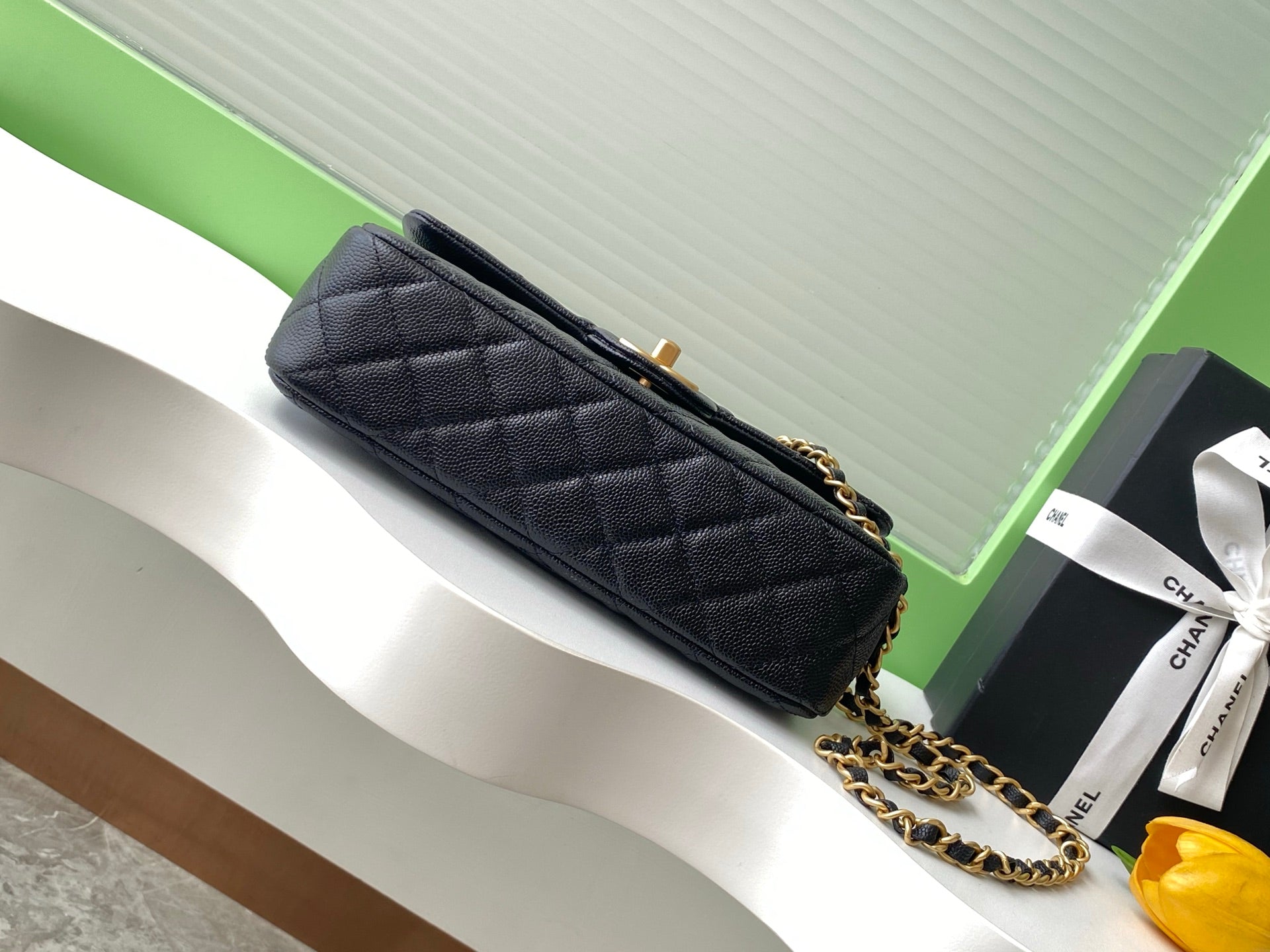 Chanel 25B Classic Flap with Top Handle Black Caviar Mini