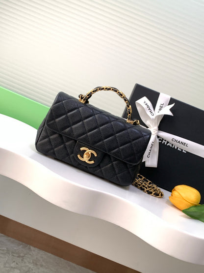 Chanel 25B Classic Flap with Top Handle Black Caviar
