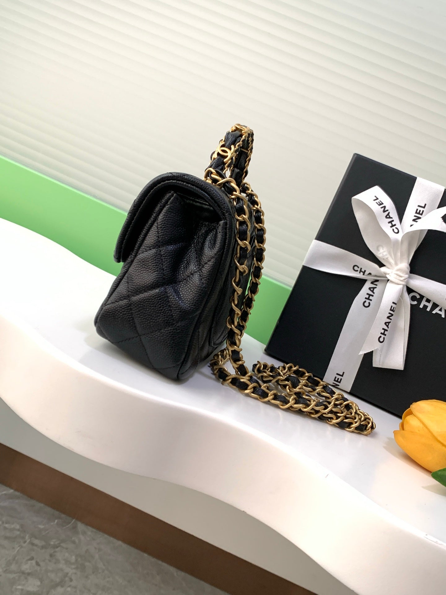 Chanel 25B Classic Flap with Top Handle Black Caviar