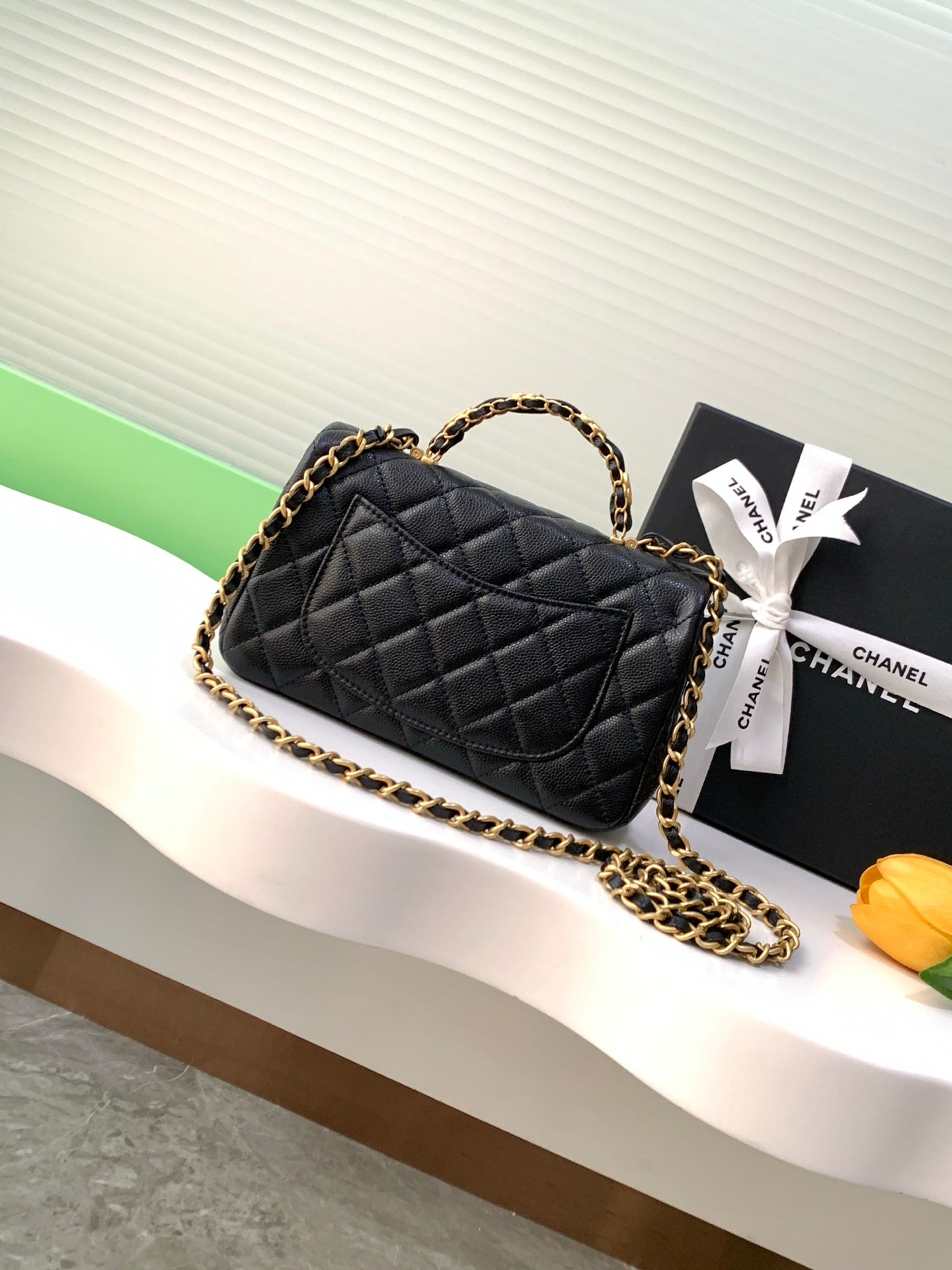 Chanel 25B Classic Flap with Top Handle Black Caviar