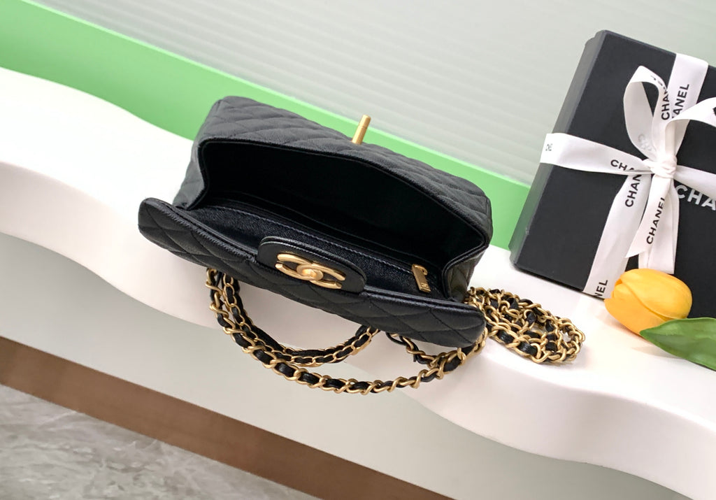 Chanel 25B Classic Flap with Top Handle Black Caviar