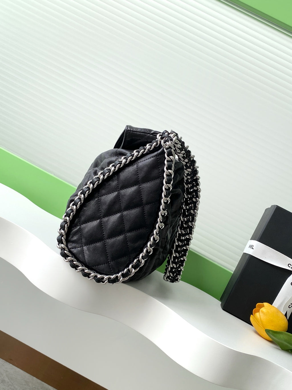 Chanel Large Black Quilted Leather Shoulder Flap Bag (SHW)