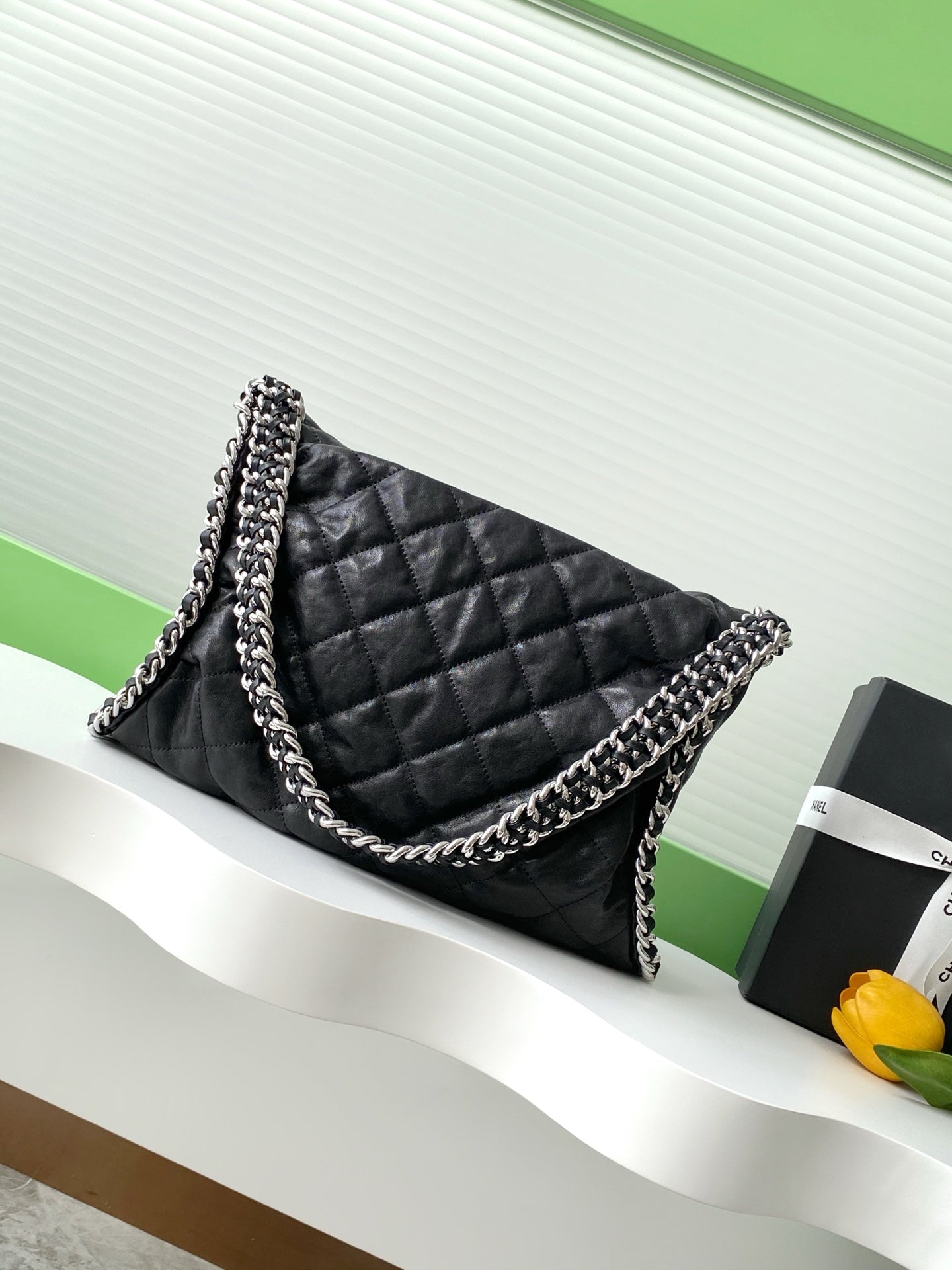 Chanel Large Black Quilted Leather Shoulder Flap Bag (SHW)