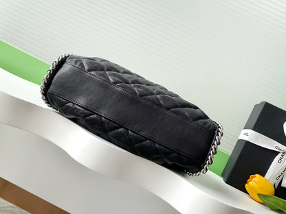 Chanel Large Black Quilted Leather Shoulder Flap Bag (SHW)