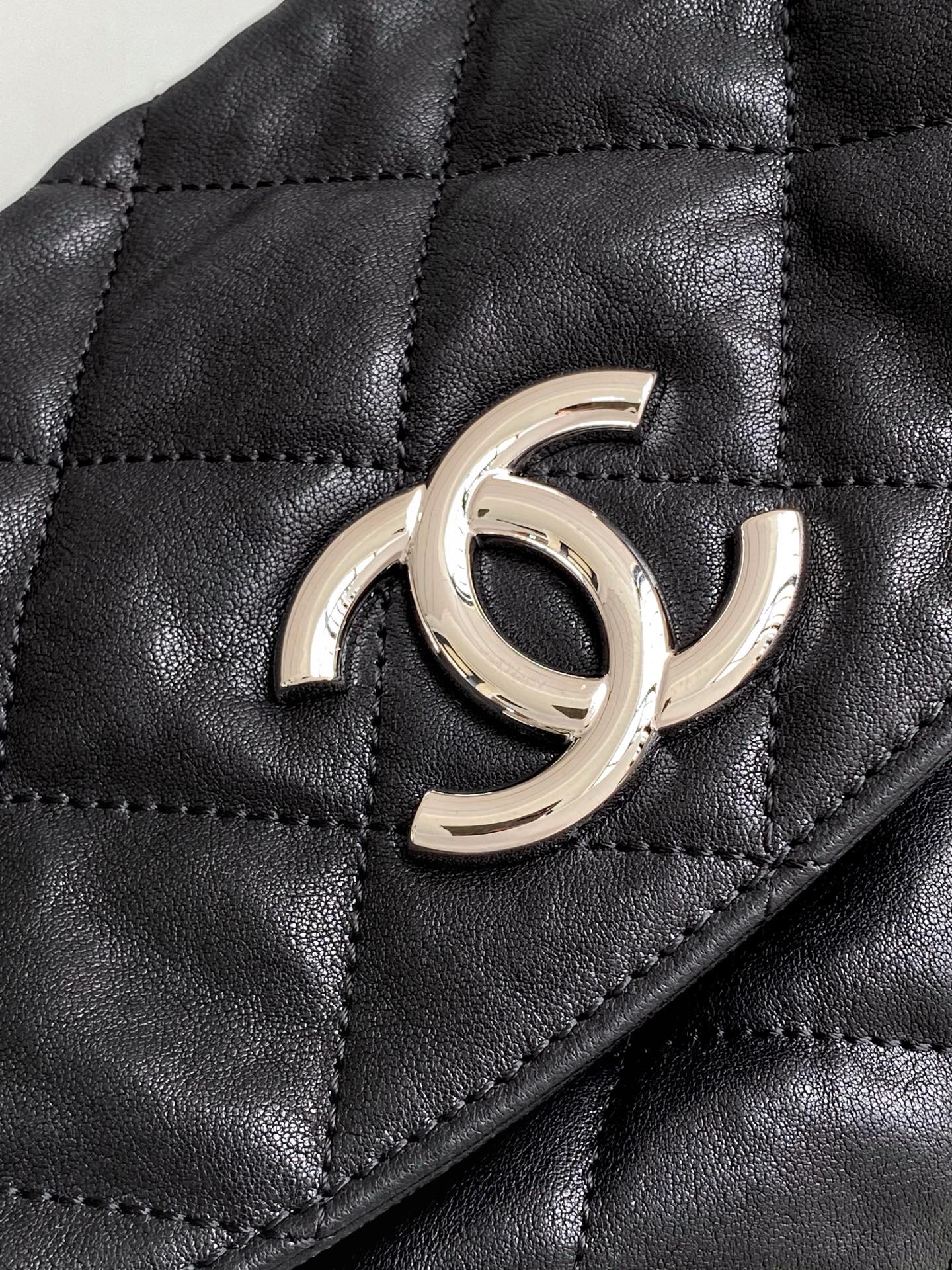 Chanel Large Black Quilted Leather Shoulder Flap Bag (SHW)
