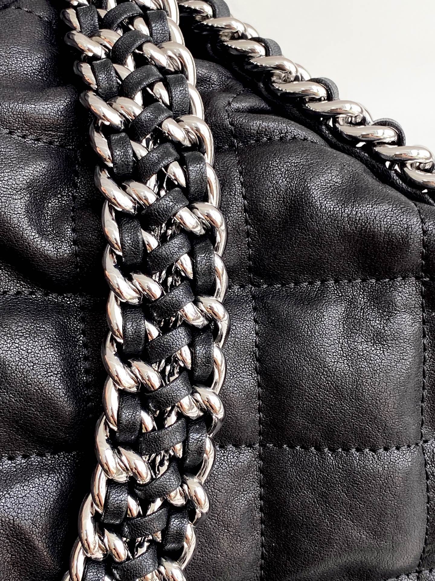 Chanel Large Black Quilted Leather Shoulder Flap Bag (SHW)