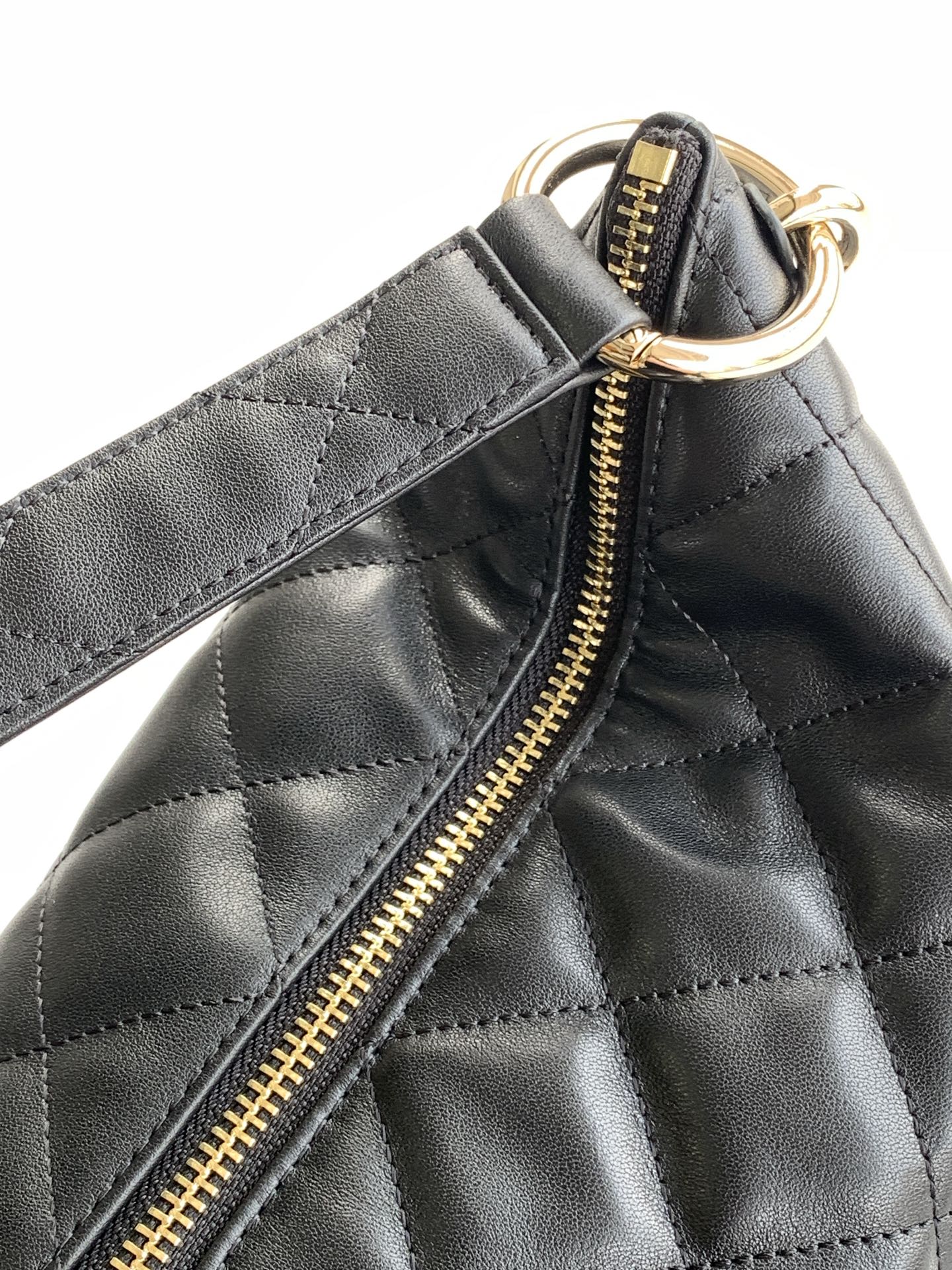 Chanel 23B Black Quilted Leather Large Hobo Bag with Front Flap Pouch GHW