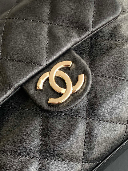 Chanel 23B Hippie Hobo Bag Black Calfskin Small