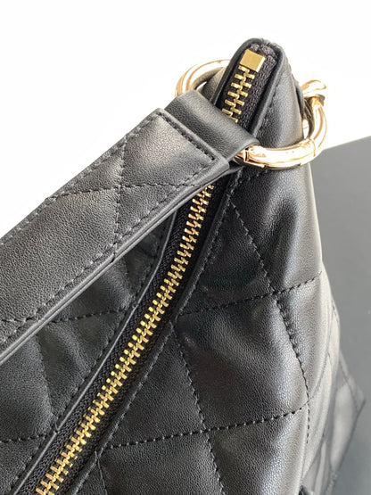 Chanel 23B Hippie Hobo Bag Black Calfskin Small