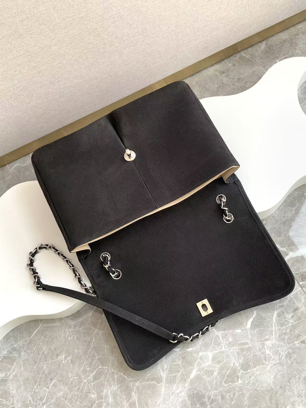 Chanel Vintage Double Pocket Flap Bag Black Silver