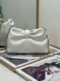 Dior White Leather Bow Chain Shoulder Bag with Gold Hardware