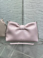 Dior Pink Leather Bow Chain Shoulder Bag with Silver Hardware