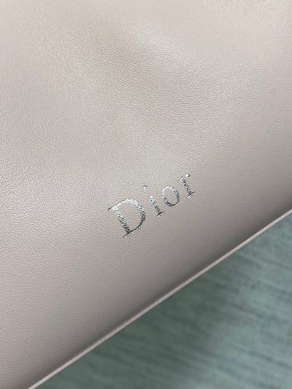 Dior Pink Leather Bow Chain Shoulder Bag with Silver Hardware