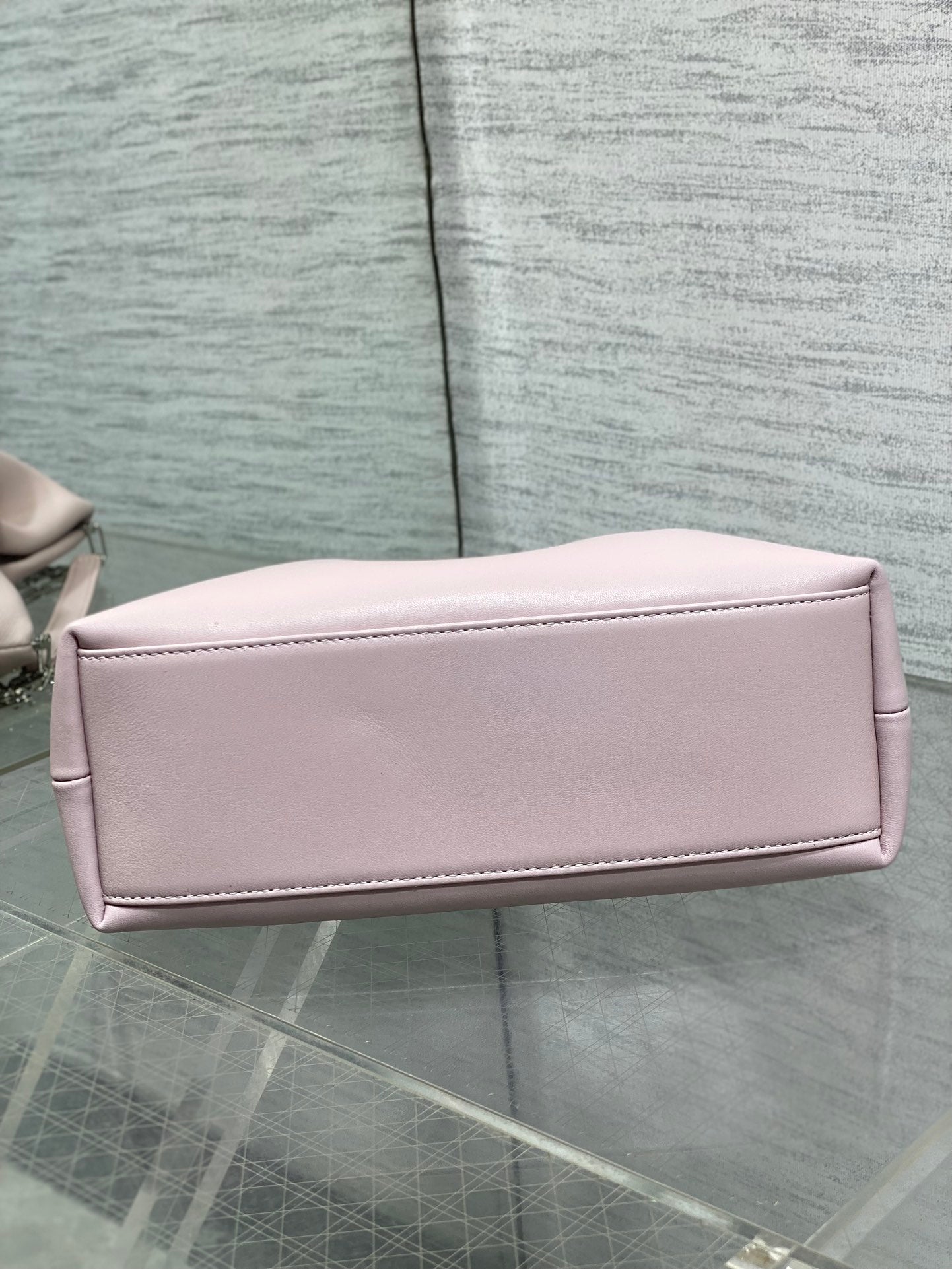 Dior Pink Leather Bow Chain Shoulder Bag with Silver Hardware
