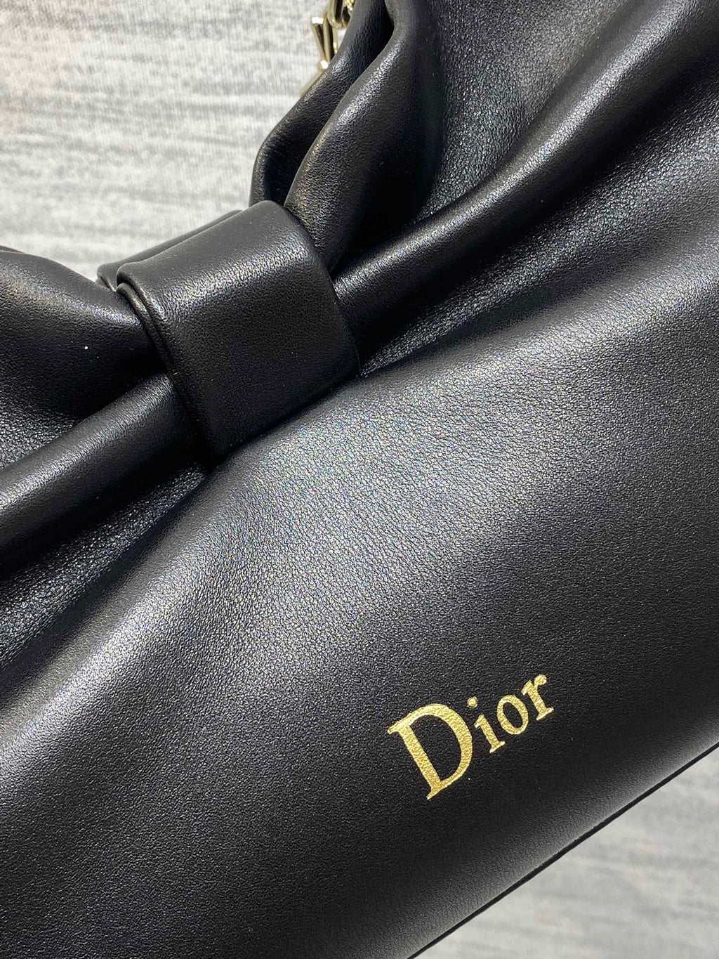 Dior Black Lambskin Bow Chain Shoulder Bag with Gold Hardware (SS26)