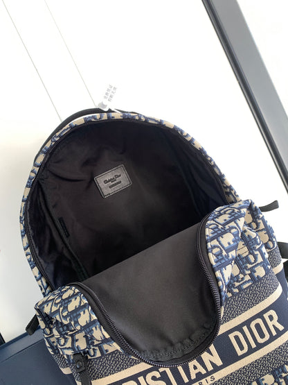 Dior Blue Oblique Technical Jacquard Rider Backpack