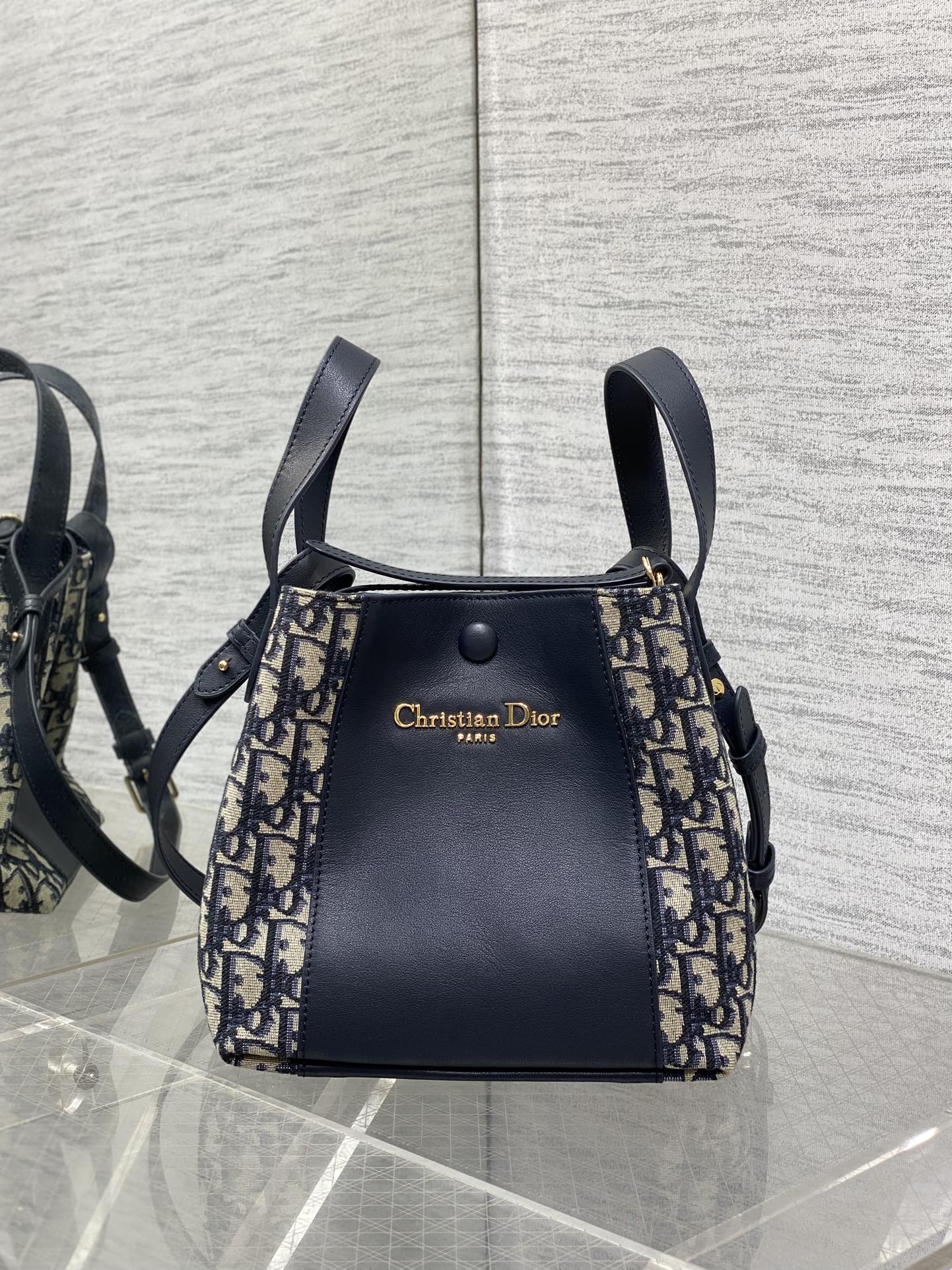 Dior C'est Dior Blue Oblique Jacquard Small Bucket Bag
