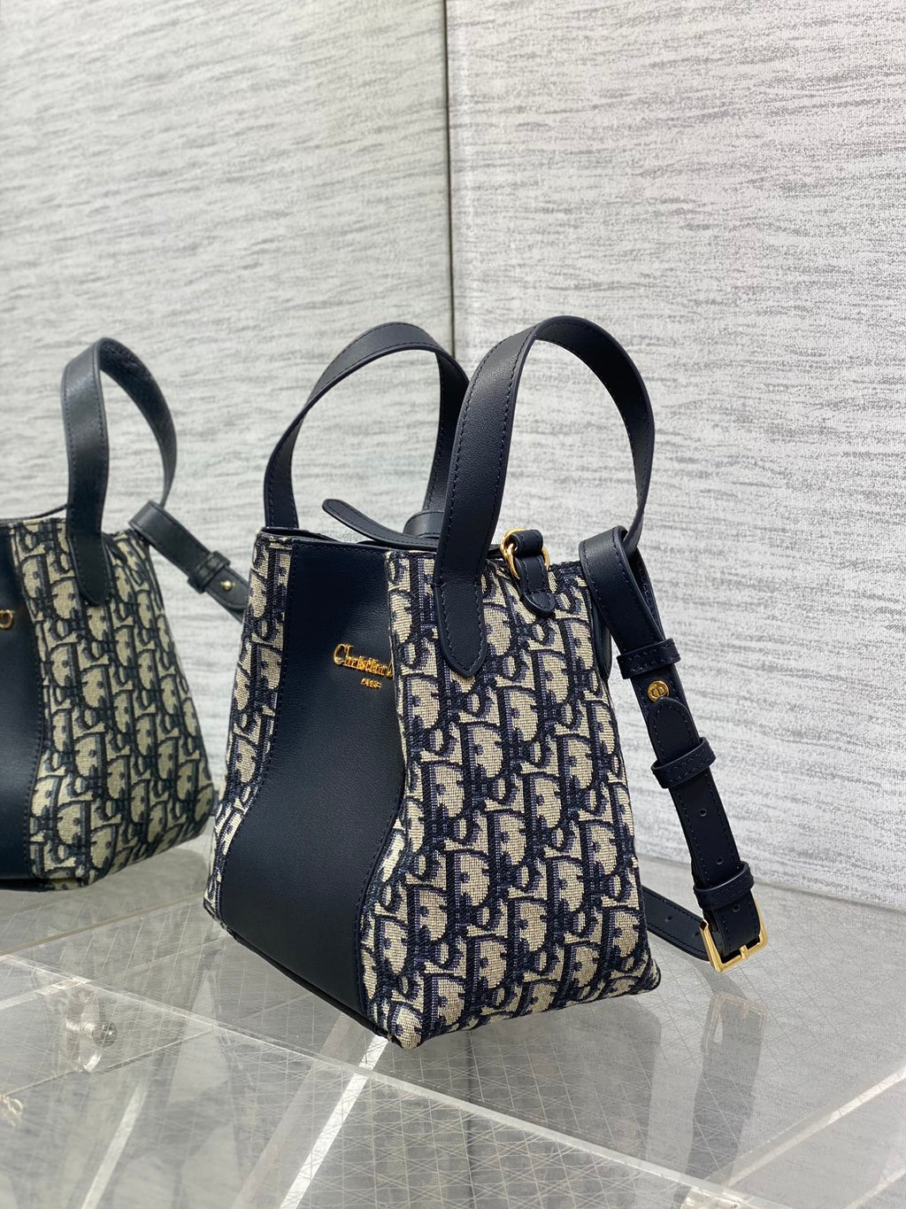 Dior C'est Dior Blue Oblique Jacquard Small Bucket Bag