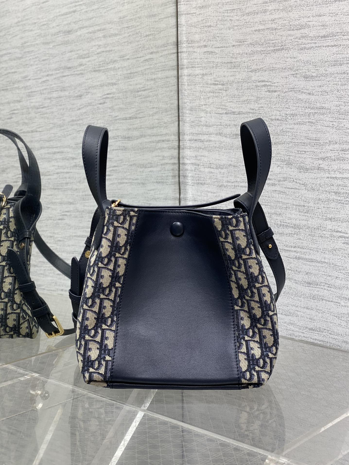 Dior C'est Dior Blue Oblique Jacquard Small Bucket Bag