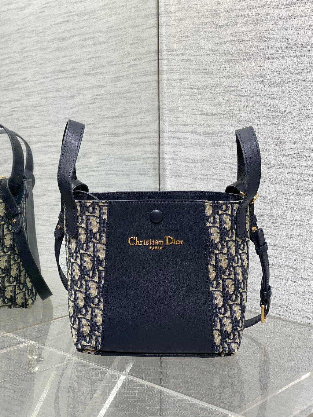 Dior C'est Dior Blue Oblique Jacquard Small Bucket Bag