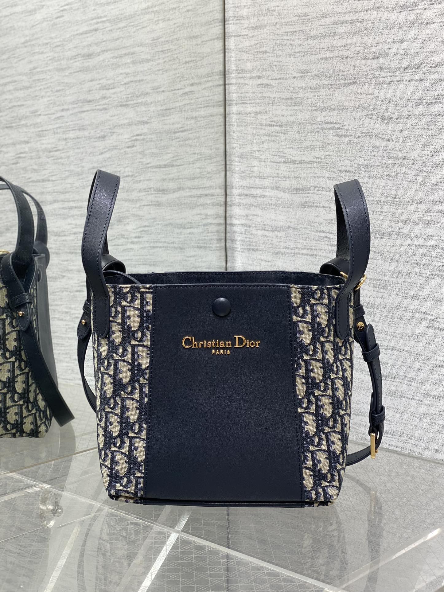 Dior C'est Dior Blue Oblique Jacquard Small Bucket Bag