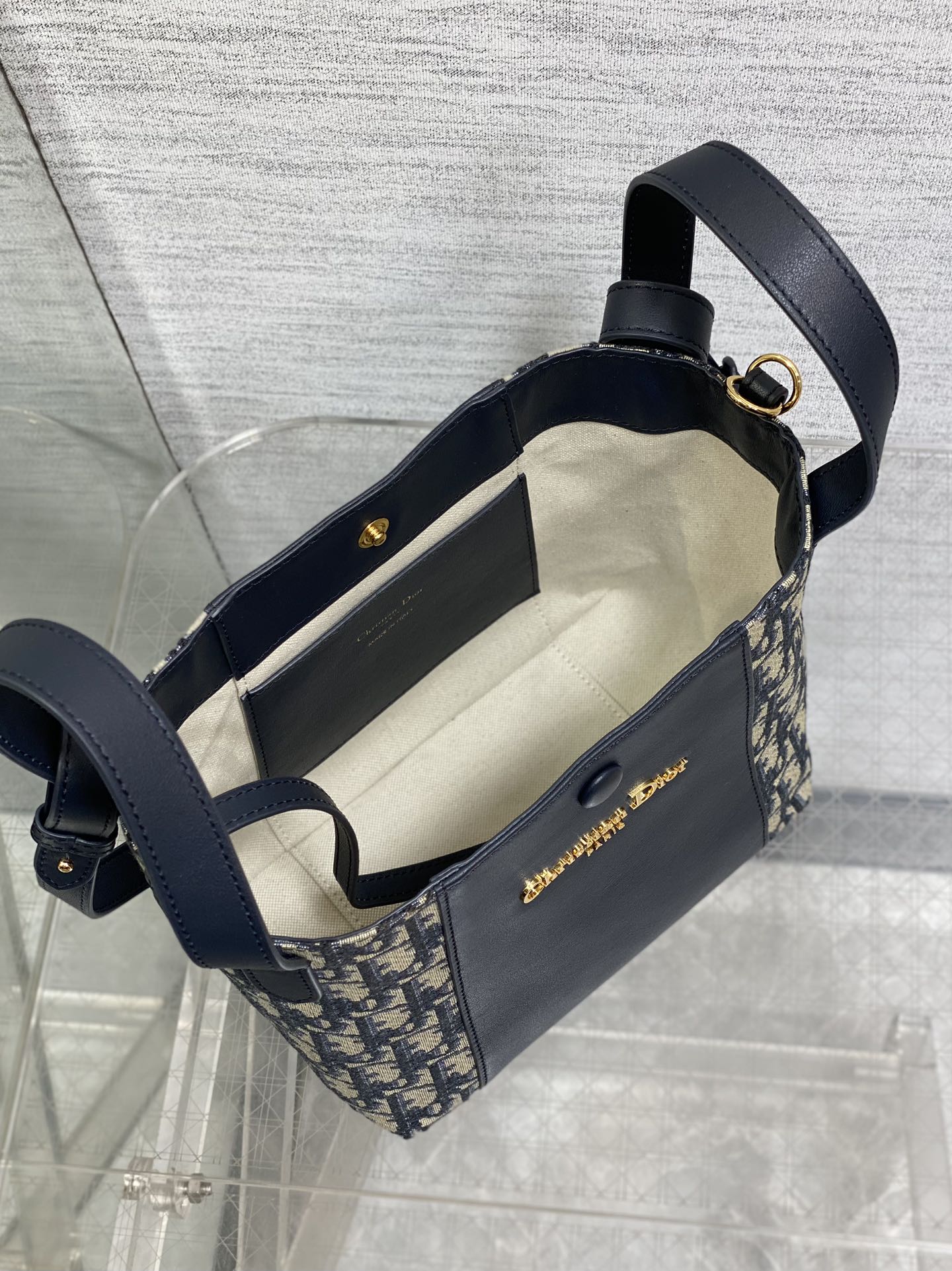 Dior C'est Dior Blue Oblique Jacquard Small Bucket Bag