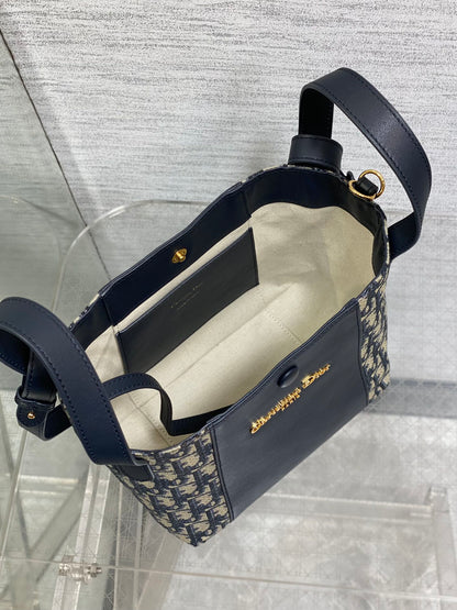 Dior C'est Dior Blue Oblique Jacquard Small Bucket Bag