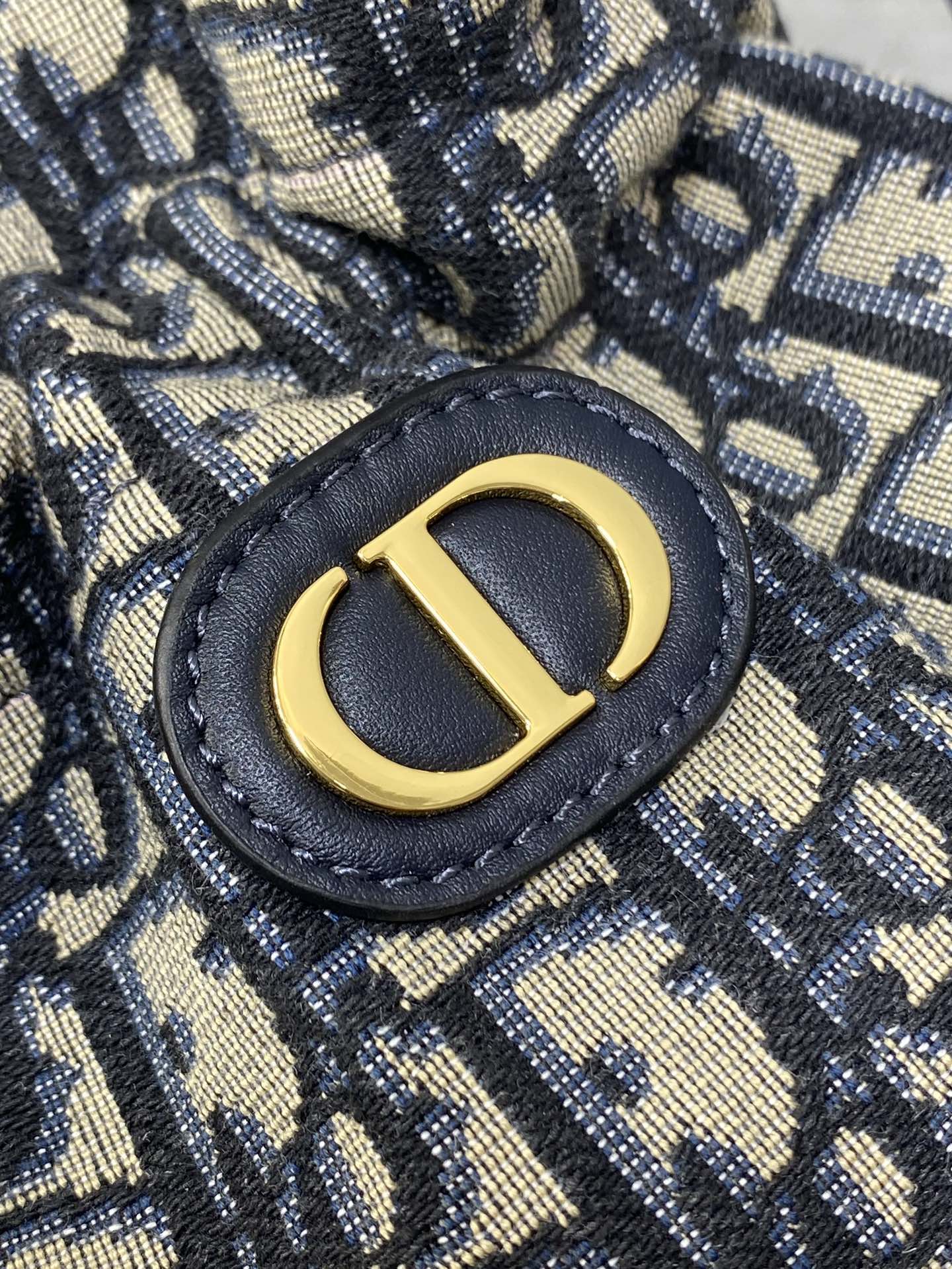 Dior Miss Caro Blue Oblique Jacquard Mini Bucket Bag with Chain