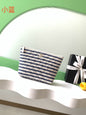 Chanel Small Woven Raffia Striped O-Case Pouch Bag Navy and White (26C)