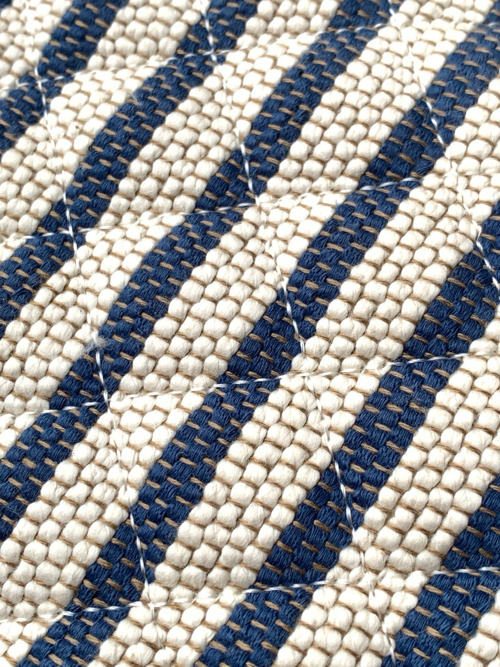 Chanel Small Woven Raffia Striped O-Case Pouch Bag Navy and White (26C)