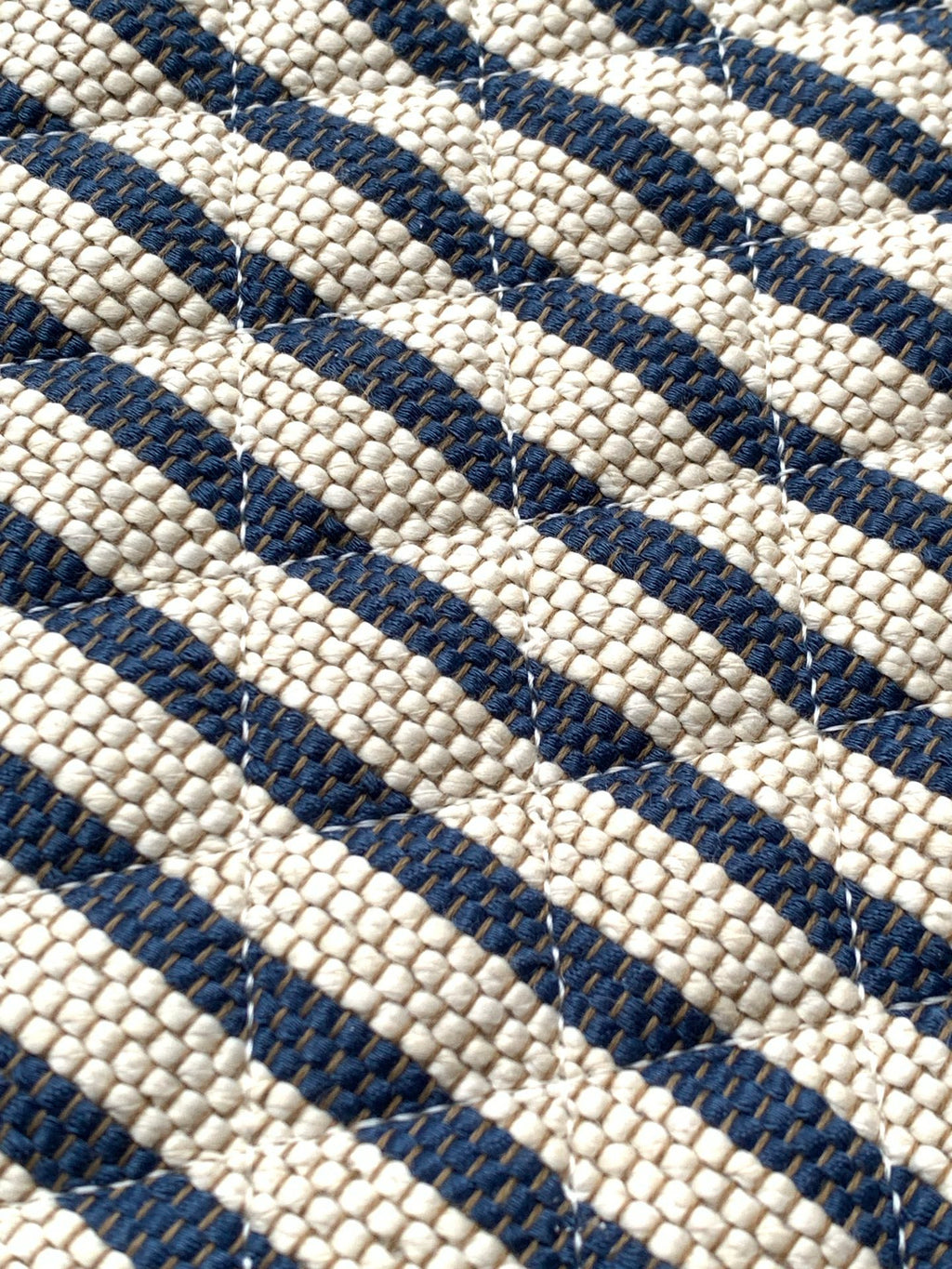 Chanel Large Woven Raffia Striped O-Case Pouch Bag Navy and White (26C)