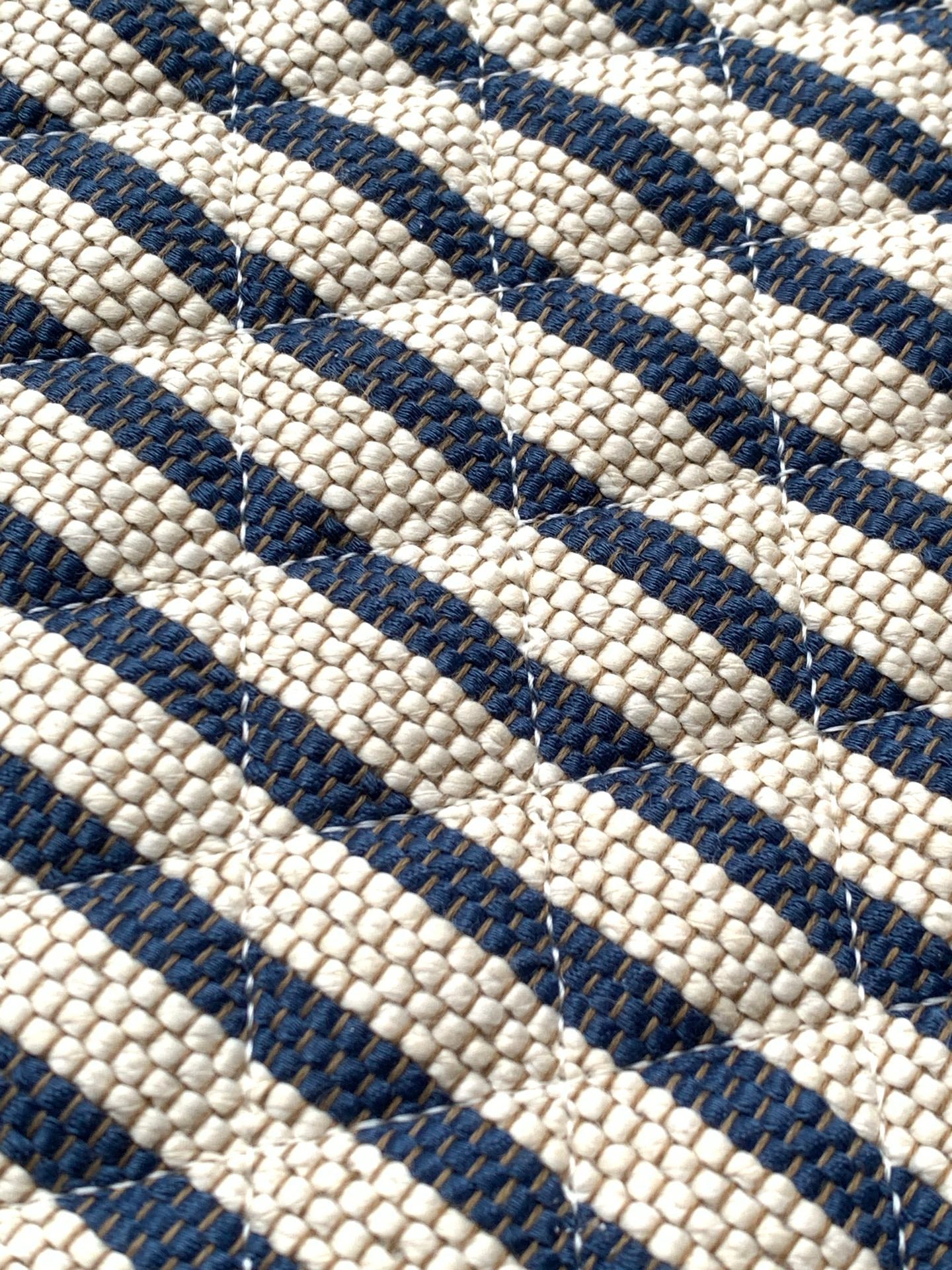 Chanel Large Woven Raffia Striped O-Case Pouch Bag Navy and White (26C)