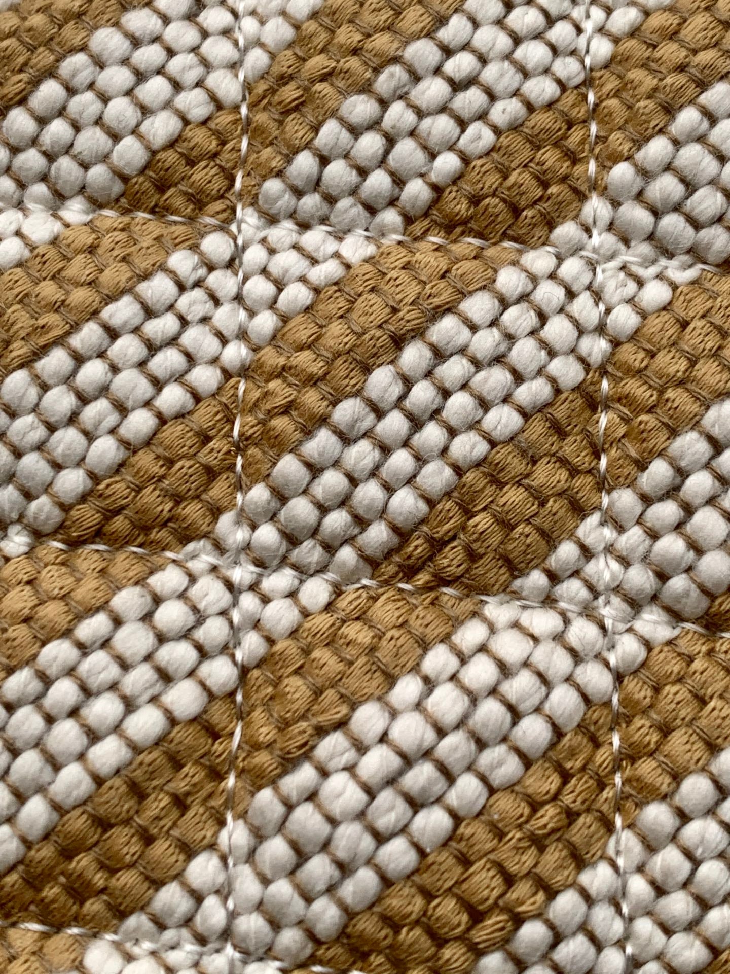 Chanel Small Woven Raffia Striped O-Case Pouch Bag Beige and White (26C)
